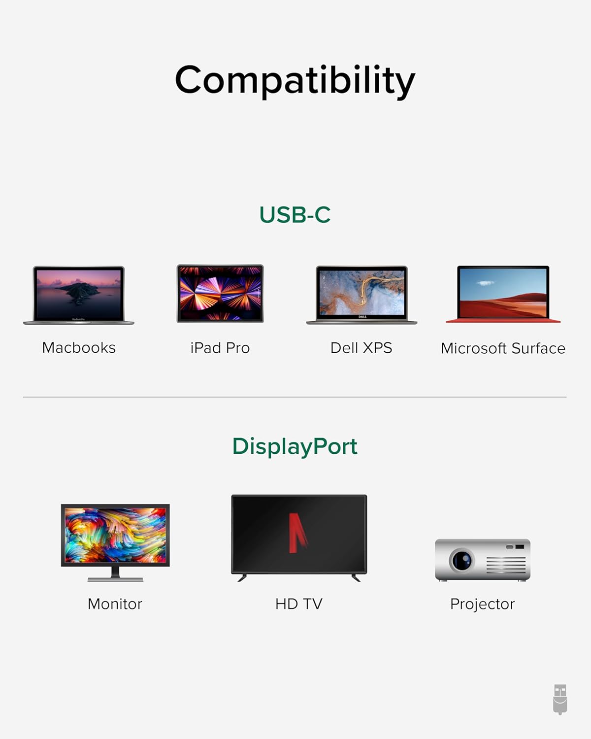 Plugable USB C to DisplayPort Bi Directional Cable 6 feet (1.8m), Up to 4K at 60Hz
