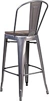 Flash Furniture Commercial Grade 30" High Black Metal Indoor-Outdoor Barstool with Removable Back Black Set of 1