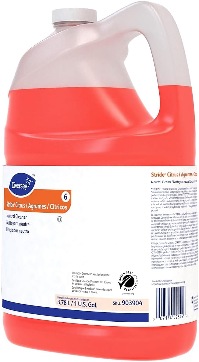 Diversey Stride Neutral Cleaner, Citrus Scent, 128 Oz Bottle, Case Of 4