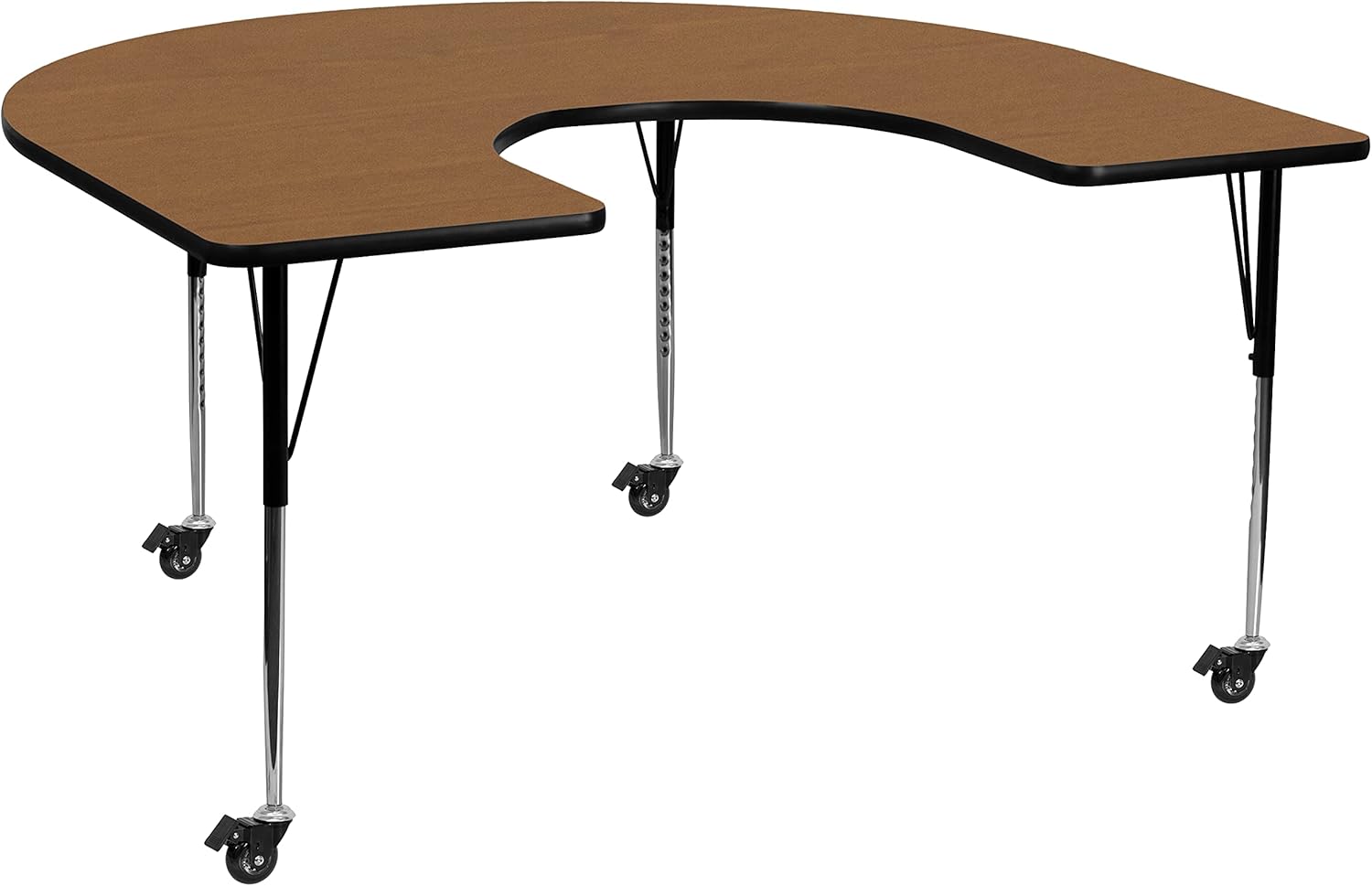 FLASH FURNITURE Wren Mobile Horseshoe Thermal Laminate Activity Table - Standard Height Adjustable Legs