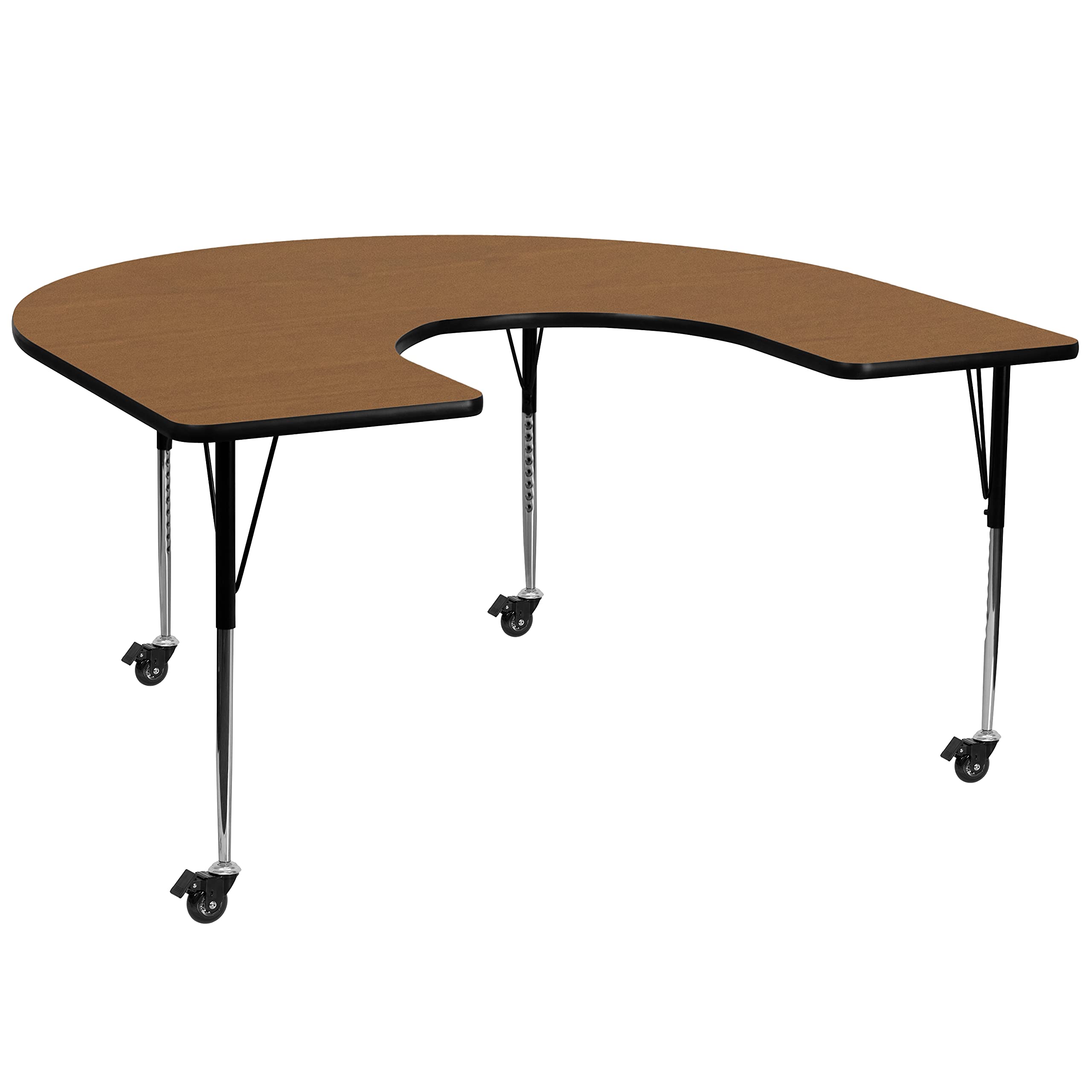 FLASH FURNITURE Wren Mobile Horseshoe Thermal Laminate Activity Table - Standard Height Adjustable Legs