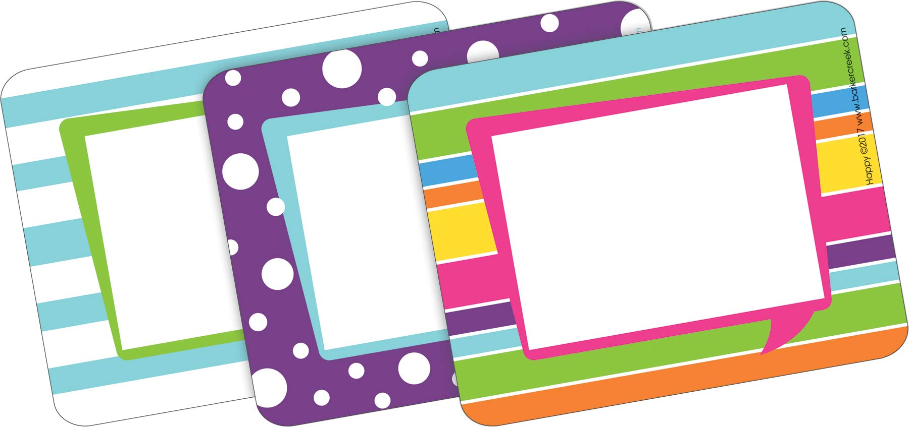 Barker Creek Name Badges & Self-Adhesive Labels, Happy, Multi-Design, Multi-Purpose Name Tags, Gift Tags