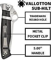 Spyderco Vallotton Sub-Hilt Specialty Knife with 3.70" CPM S30V Premium Stainless Steel Blade and Black Textured G-10 Handle - PlainEdge - C149GP