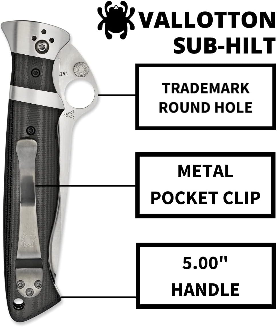 Spyderco Vallotton Sub-Hilt Specialty Knife with 3.70" CPM S30V Premium Stainless Steel Blade and Black Textured G-10 Handle