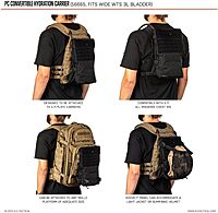 5.11 Tactical Water Hydration Carrier Pouch Backpack Attachment, PC Convertible, Black, Style 56665ABR
