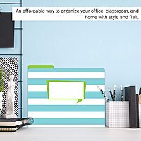 Barker Creek Designer File Folders, Happy, Multi-Design Set with Bright Patterns on Outside, Vibrant Solid Colors on Inside