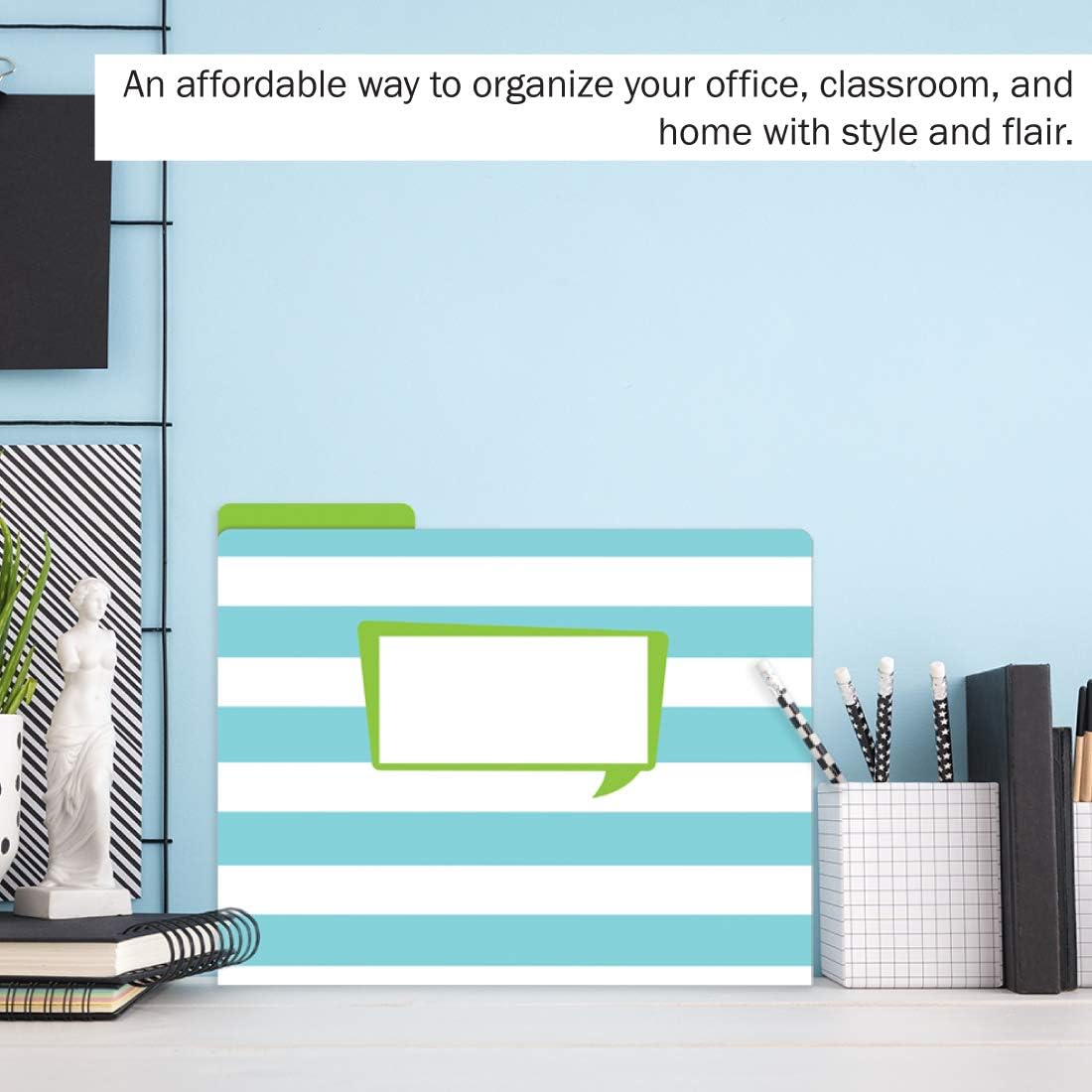 Barker Creek Designer File Folders, Happy, Multi-Design Set with Bright Patterns on Outside, Vibrant Solid Colors on Inside