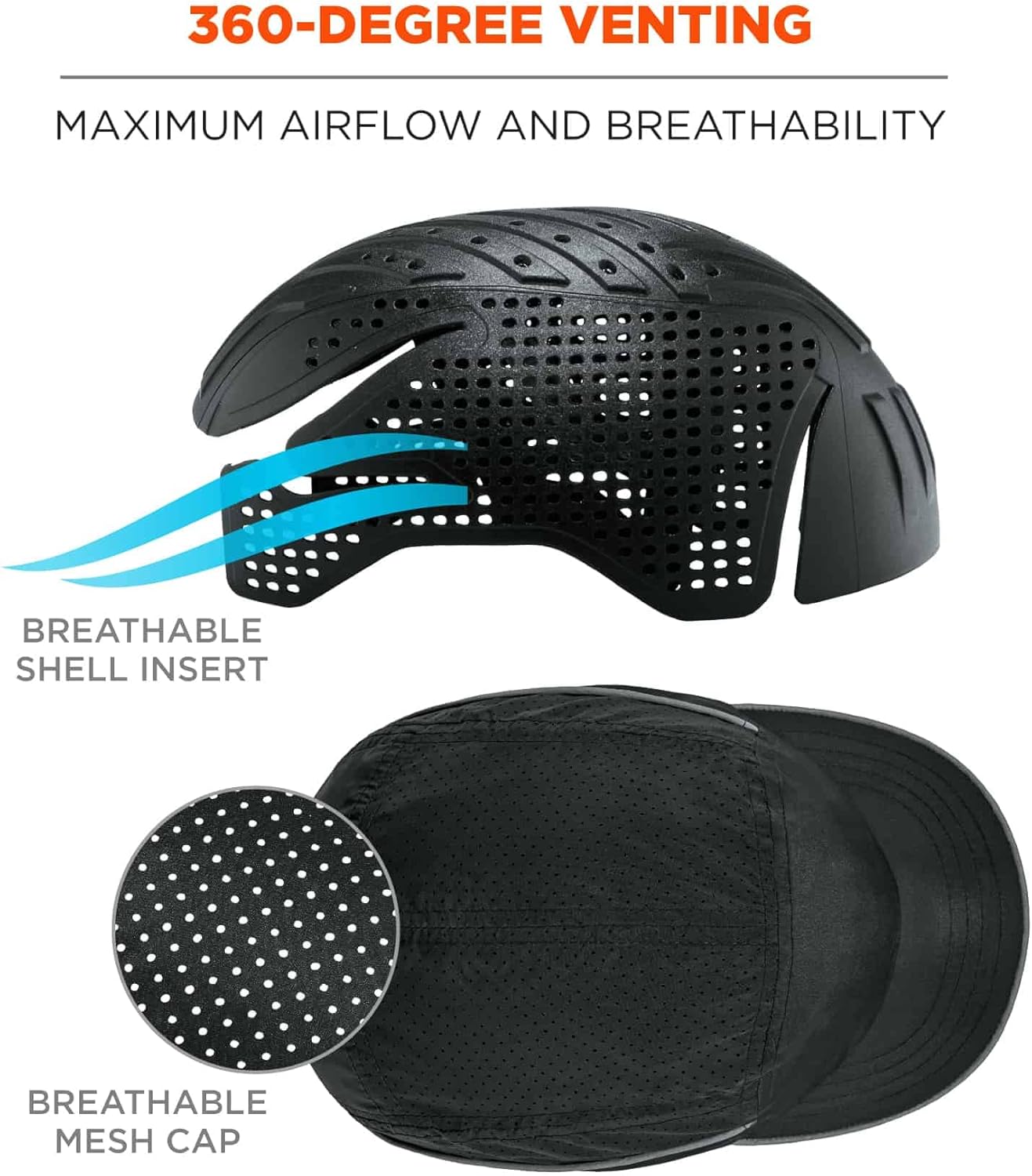 Ergodyne Skullerz 8955 Lightweight Bump Cap Hat, Baseball Style, Long Brim