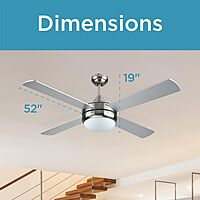 BLACK+DECKER 52 in. Ceiling Fan with Light and Remote - Brushed Nickel