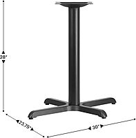 Flash Furniture Beverly 23.75" x 30" Restaurant Table X-Base with 3" Diameter Table Height Column, Commercial X-Base Cast Iron Table Base, Black Classic