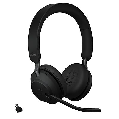 Jabra Evolve2 65 Wireless Headset On-Ear Bluetooth Headphones for Calls and Music