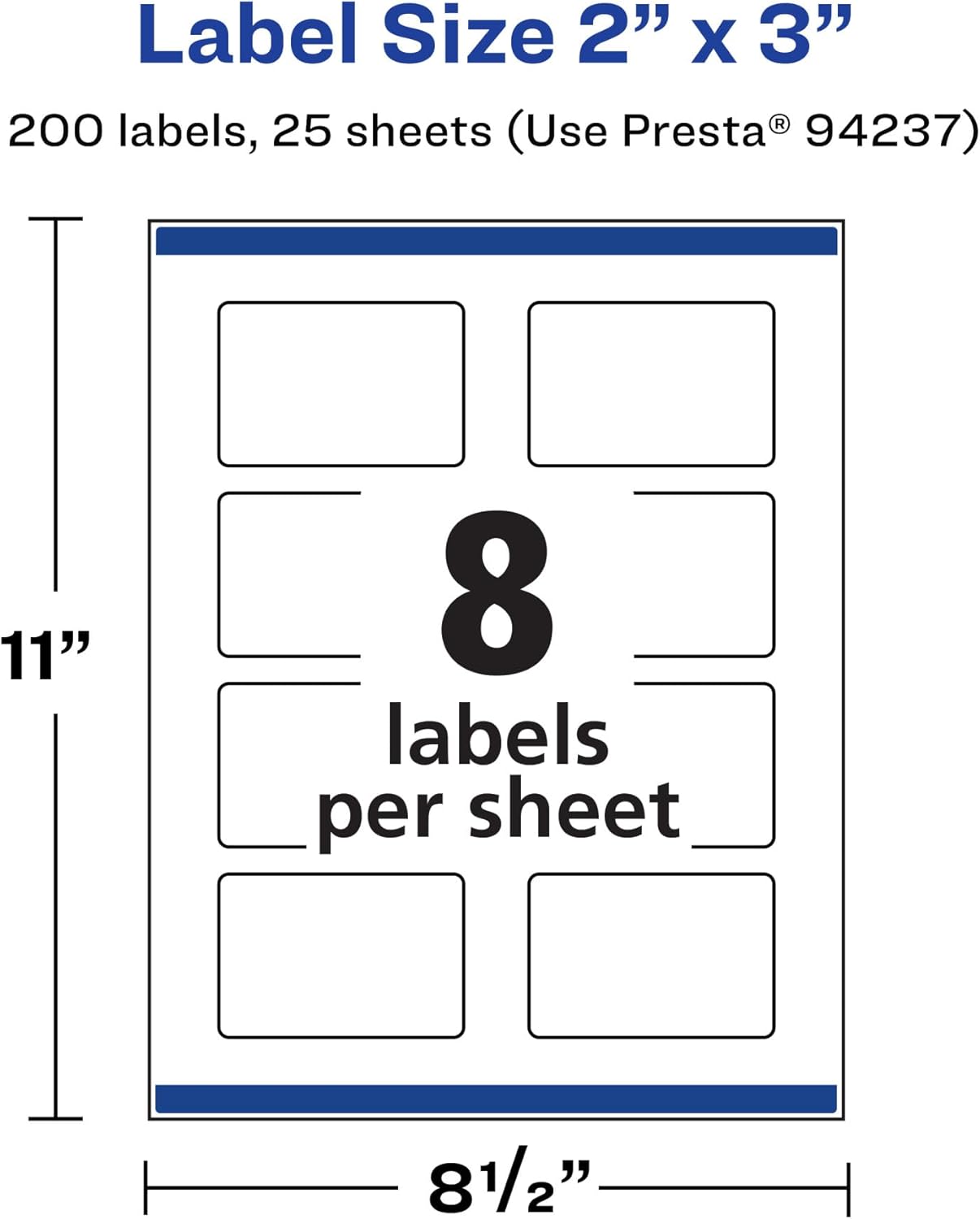 AVERY Matte White Rectangle Labels, Sure Feed Technology, 2" x 3"