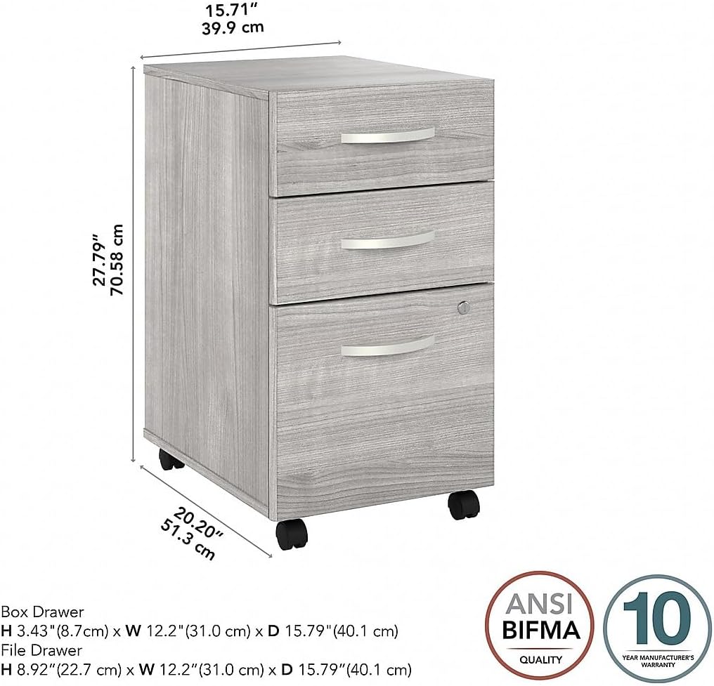 Bush Business Furniture Hybrid 3 Drawer Mobile File Cabinet