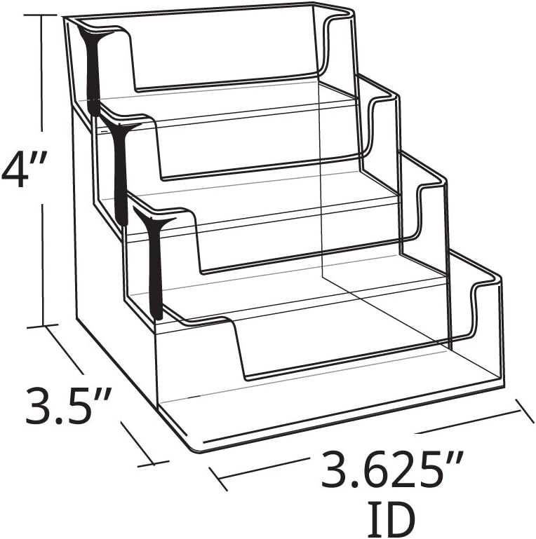 Azar Displays 252004 4 Tier Pocket Business Card Holder, Durable Clear Acrylic Business Card Holder for Desk