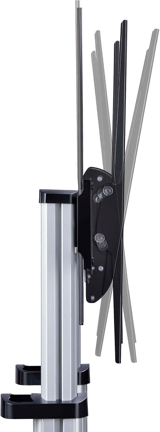 StarTech.com Rolling TV Cart/Stand On Wheels, Up to 100-inch/220lb Flat Screens, Hand Crank Height Adjustable Mobile Trolley