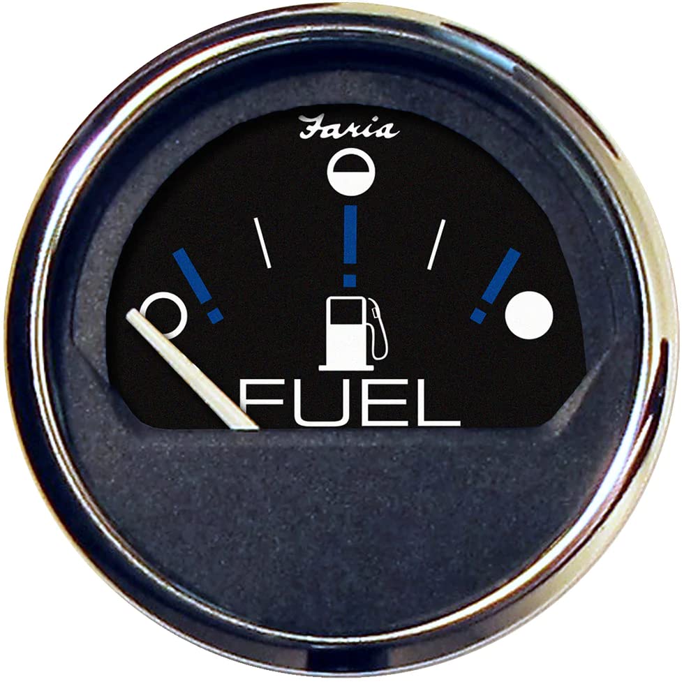 Faria 13721 Chesapeake Fuel Level Gauge - Black SS, 2"