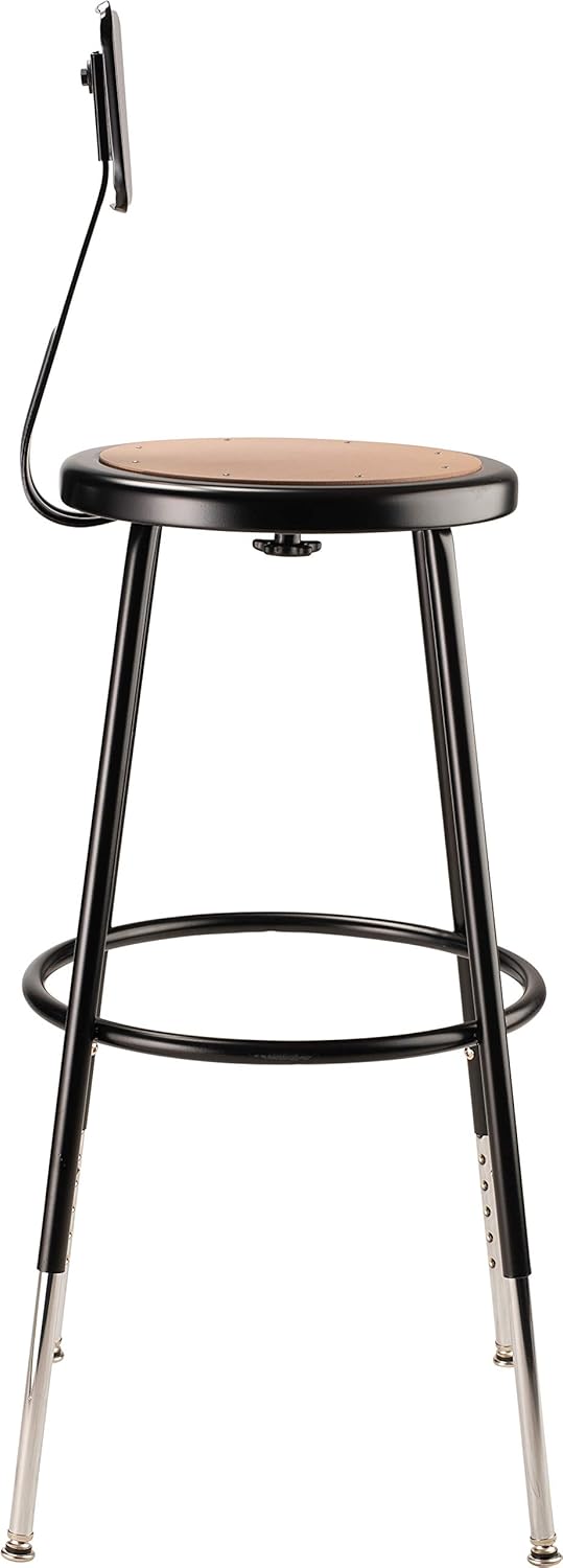 National Public Seating 6200 Series Adjustable Steel Stool with Backrest