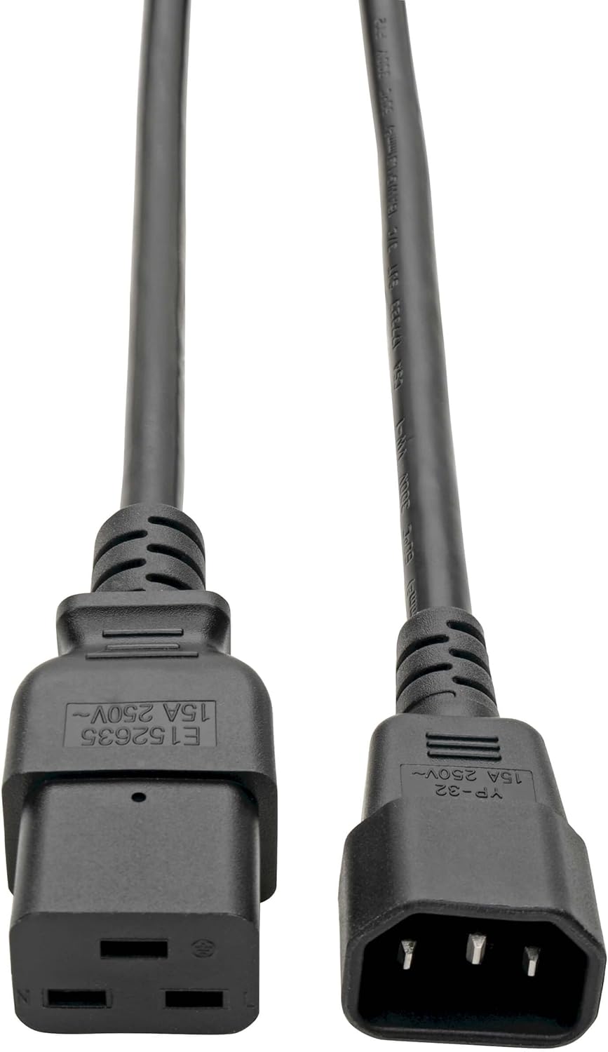 Tripp Lite Heavy-Duty Power Cord, 15A, 14AWG (IEC-320-C19 to IEC-320-C14) 6-ft.(P047-006),Black