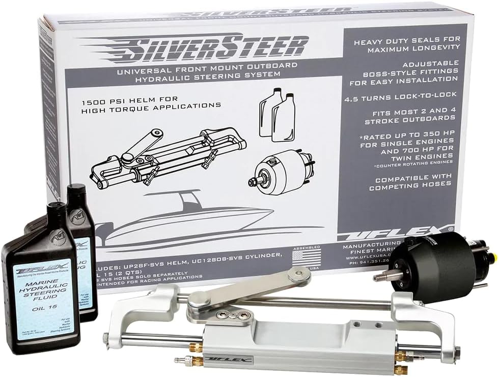 Uflex SilverSteer™ Front Mount Outboard Hydraulic Steering System w/ UC130-SVS-1 Cylinder