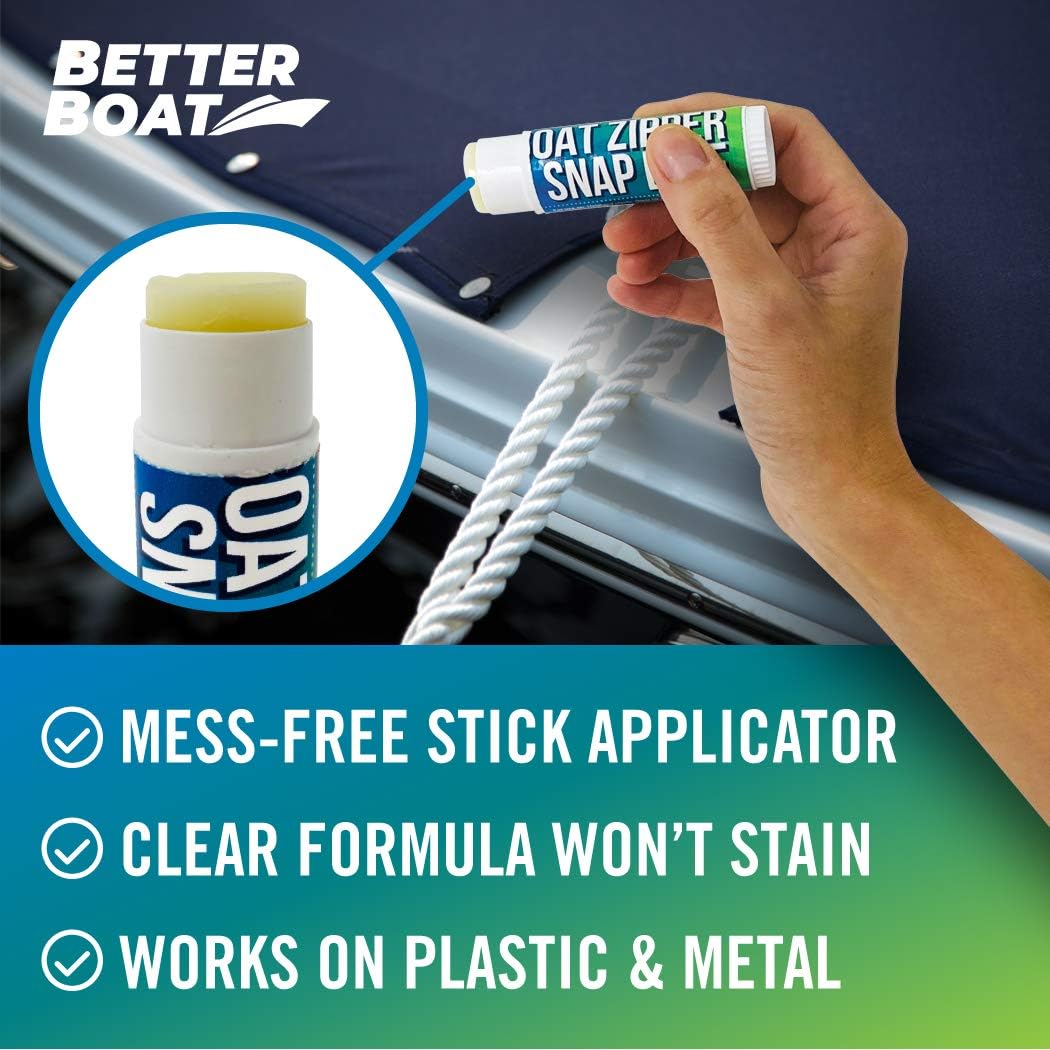 Zipper Wax Zip Lube - Marine Grade Zipper Lubricant Stick and Tool for Boat Canvas, Bimini Snaps, Metal Zippers, Jackets