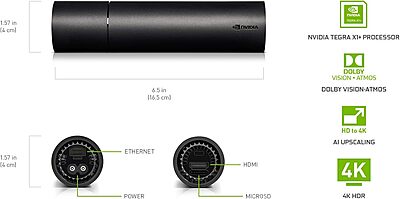 NVIDIA SHIELD Android TV Streaming Media Player; 4K HDR, live sports, Dolby Vision-Atmos, AI-enhanced upscaling, GeForce NOW cloud gaming, Google Assistant Built-In, Works with Alexa