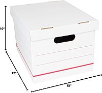 Office Depot® Brand Standard-Duty Corrugated Storage Boxes, Letter/Legal Size, 15" x 12" x 10", 60% Recycled, White/Red,