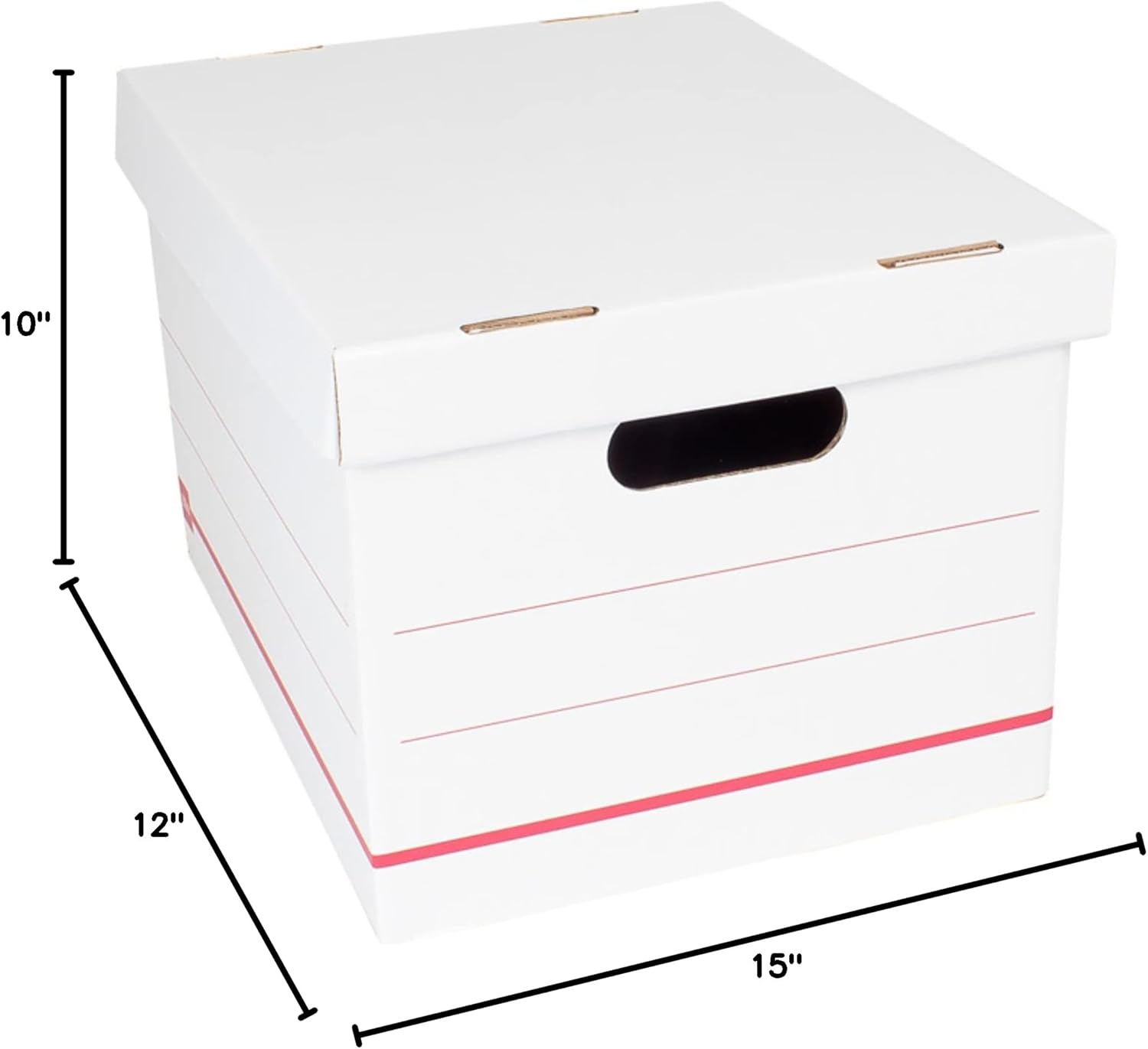 Office Depot® Brand Standard-Duty Corrugated Storage Boxes, Letter/Legal Size, 15" x 12" x 10", 60% Recycled, White/Red,