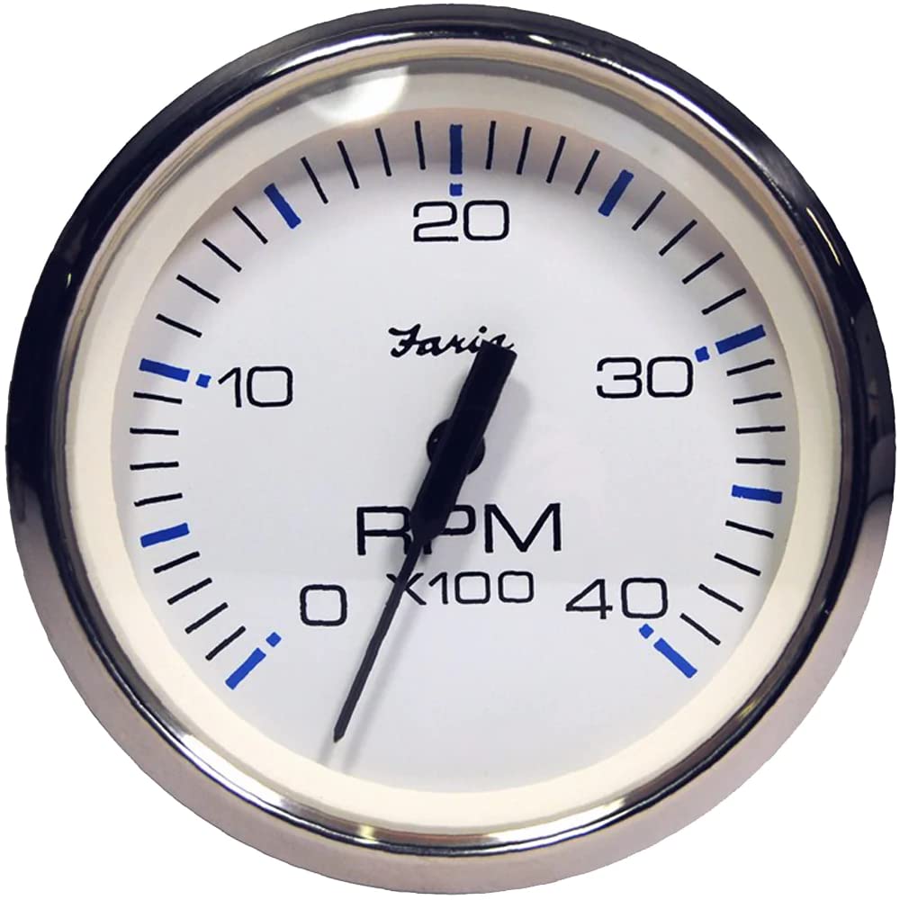 Faria Beede Instruments Faria Chesapeake White SS 434; Tachometer - 4,000 RPM (Diesel - Magnetic Pick-Up)