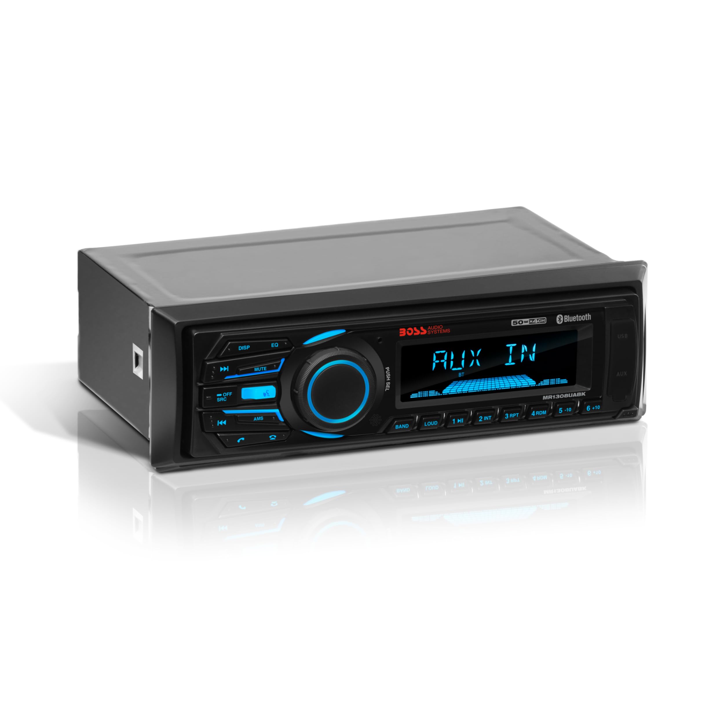 BOSS Audio Systems MR1308UABK Marine Boat Stereo – Single Din, Bluetooth, No CD DVD Player, AM/FM Radio Receiver, Aux-in