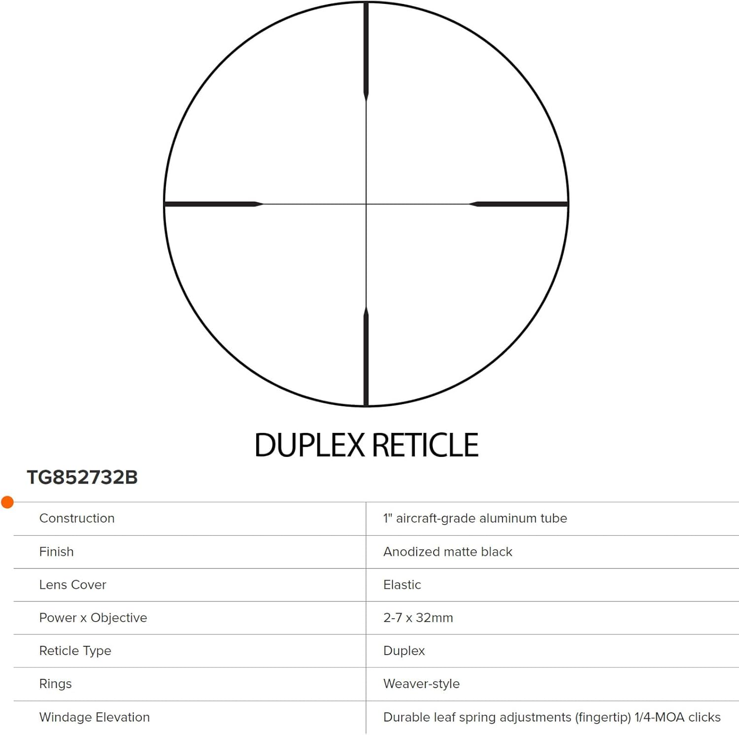 TRUGLO TRUSHOT Riflescope 1 in Aluminum Tube Duplex Reticle