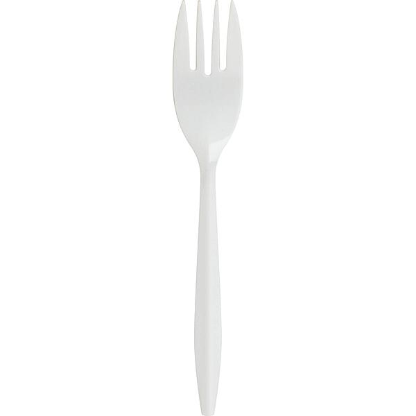 Genuine Joe Medium Weight Plastic Fork, White, 1000 Count