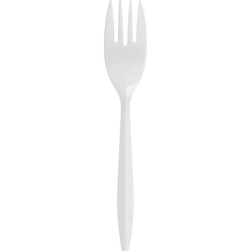 Genuine Joe Medium Weight Plastic Fork, White, 1000 Count