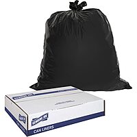 Genuine Joe GJO01535 Heavy Duty Low-Density Puncture Resistant Can Liner, 60 gallon Capacity, 56" Length x 39" Width x 1.50 mil Thickness, Black (Box of 50)