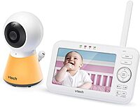 VTech 1080p Video Baby Monitor System With 5in Display And Adaptive Night-Light, 1.1inH x 6.49inW x 3.78inD, White