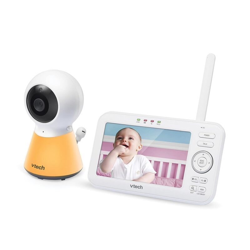 VTech 1080p Video Baby Monitor System With 5in Display And Adaptive Night-Light, 1.1inH x 6.49inW x 3.78inD, White