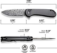 CIVIVI Elementum II Pocket Folding Knife 2.96in Blade Button Lock Deep-Carry Clip