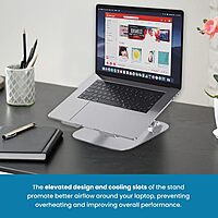 OTM Essentials Adjustable Laptop Stand, 10-5/8inH x 9inW x 9inD, Silver