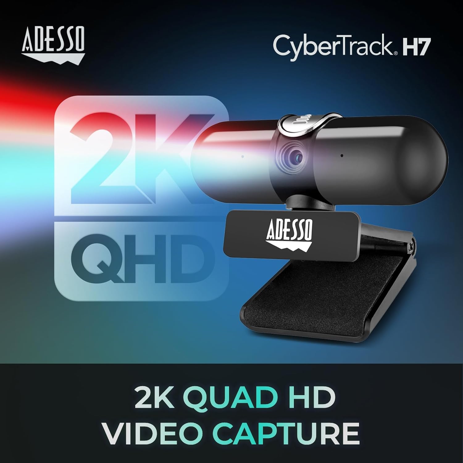 CyberTrack H7 2K Webcam with Microphone Autofocus Software Control & Privacy Cover USB QHD Computer Web Camera Plug and Play