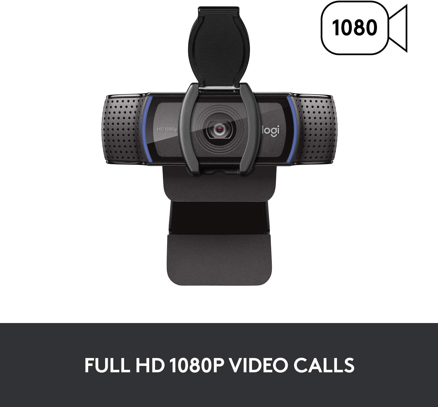 Logitech C920S HD Pro Webcam, Full HD 1080p/30fps Video Calling, Clear Stereo Audio, Light Correction, Privacy Shutter