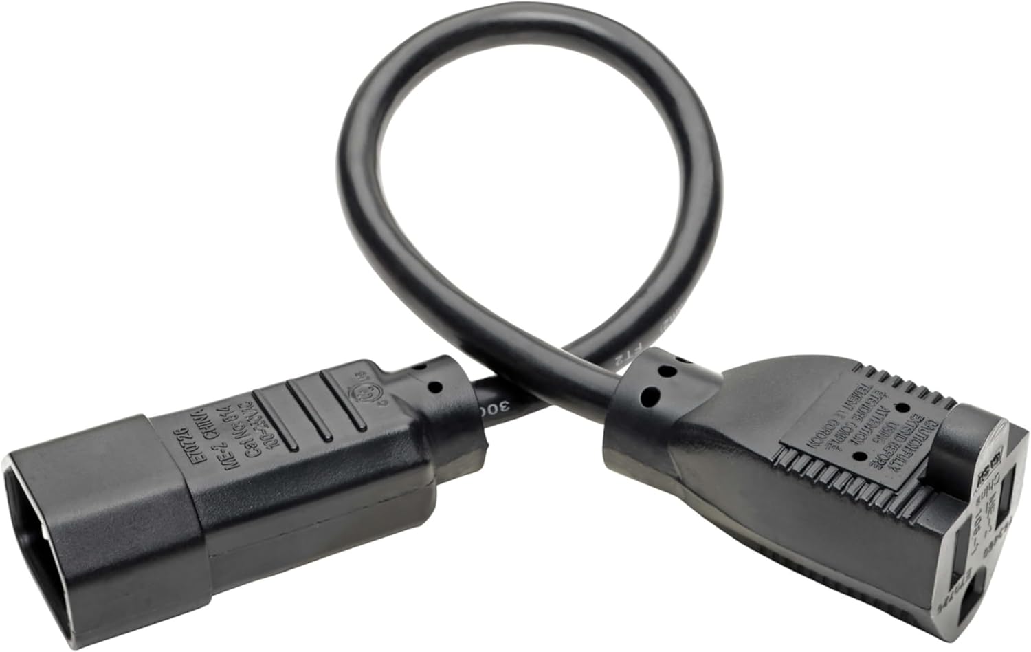 Tripp Lite Series NEMA 5-15R to C14 Power Cable Adapter, 1 foot / 0.3 Meters, UL Listed
