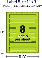 Avery Printable Rectangle Labels, Sure Feed Technology, 1" x 7", Bright Green, Print-to-The-Edge, Laser/Inkjet Printable