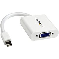 StarTech.com Mini DisplayPort to VGA Adapter - Active Mini DP to VGA Converter - 1080p Video - mDP or Thunderbolt 1/2 Mac/PC to VGA Monitor/Projector/Display - mDP 1.2 to VGA Dongle - White (MDP2VGAW)