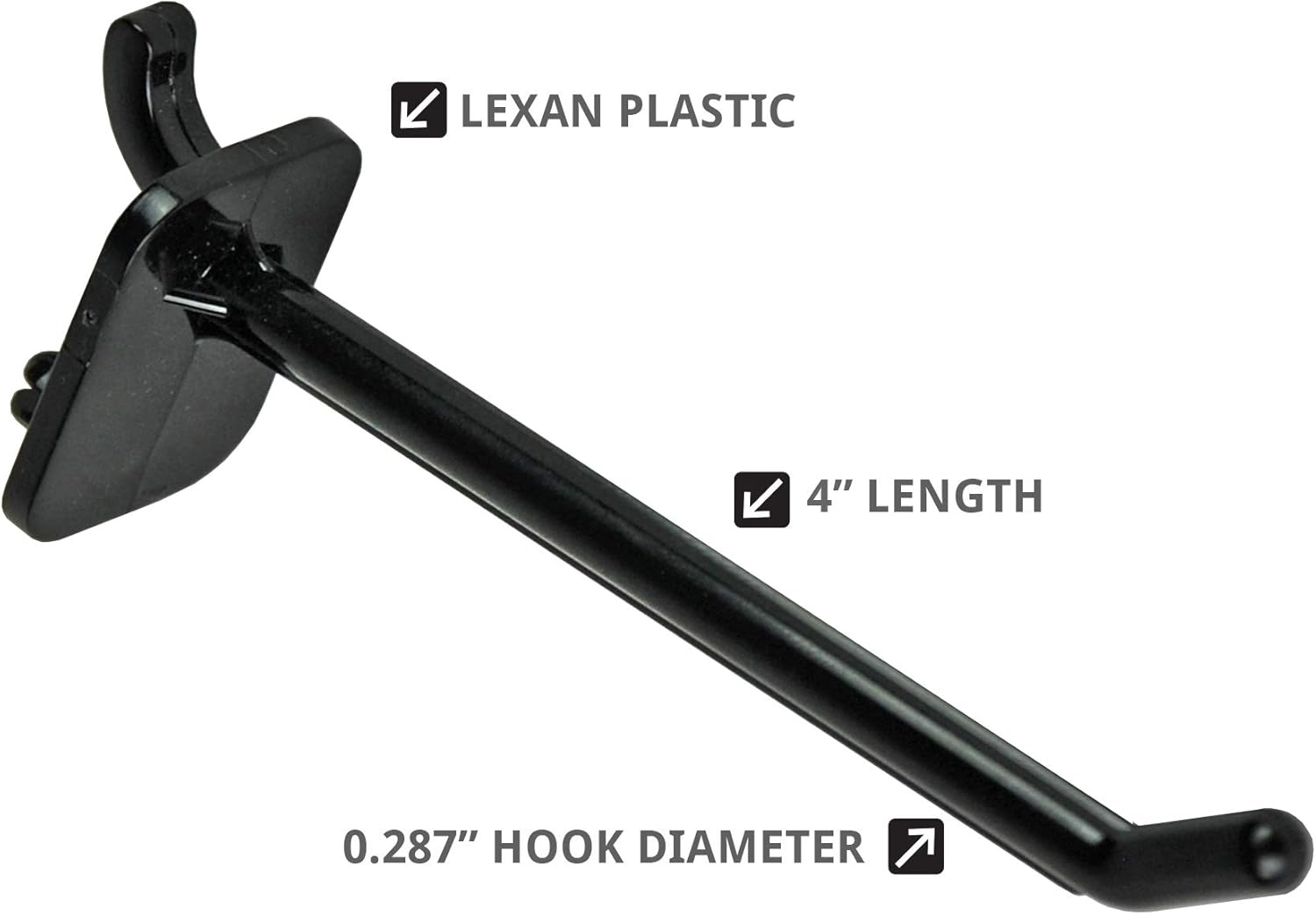 Azar Displays Lexan Locking Pegboard Hooks - Pack of 50