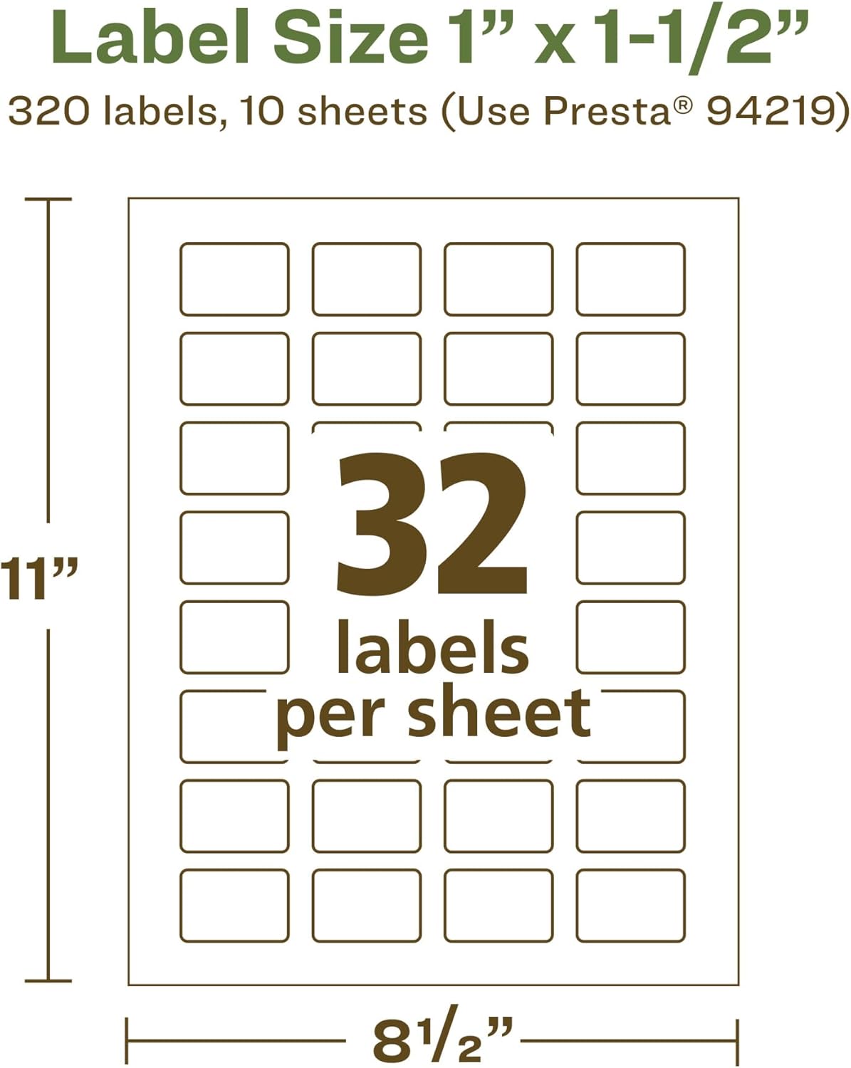 Avery EcoFriendly Matte White Recycled Rectangle Labels, 1" x 1.5", Print-to-The-Edge, Matte White Labels