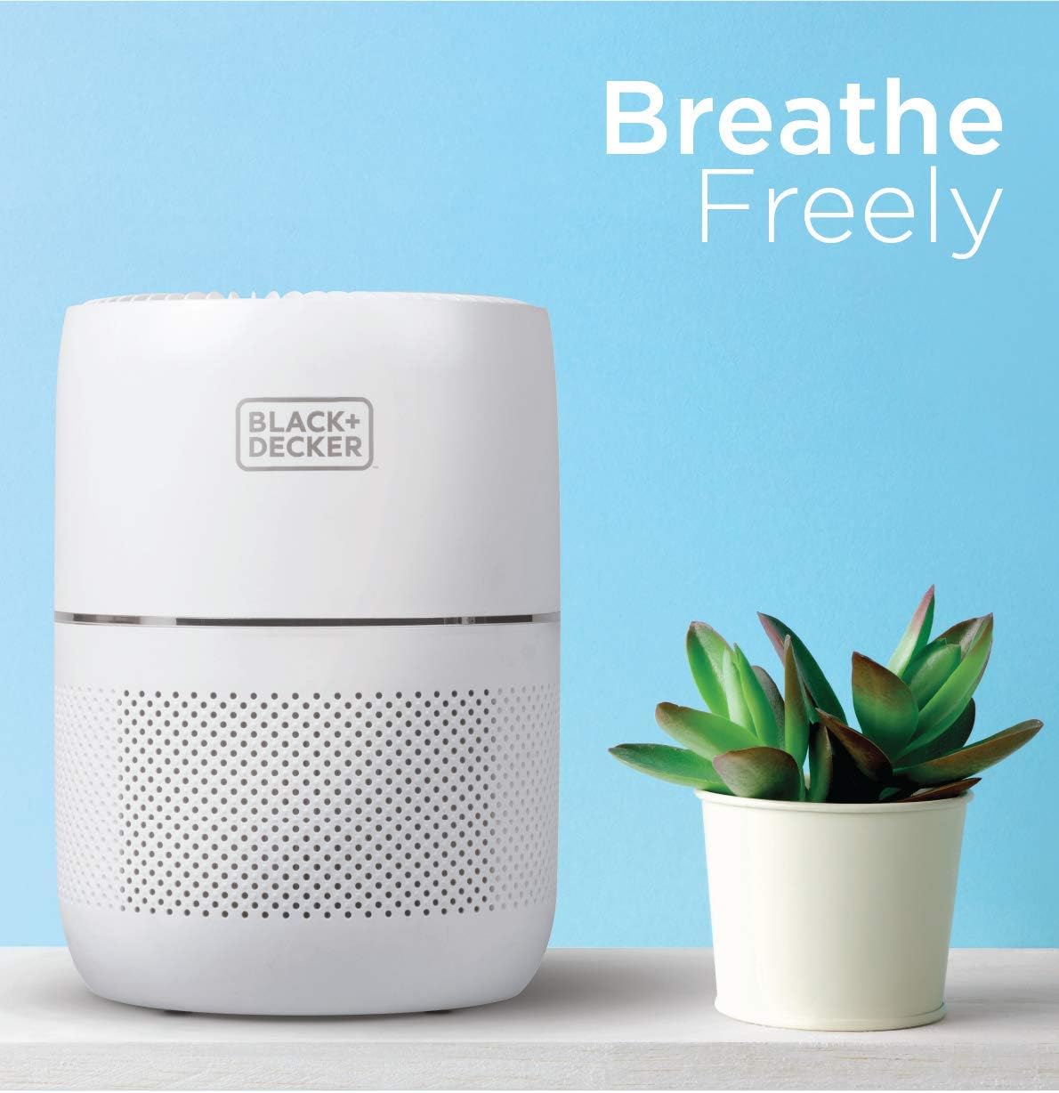 BLACK+DECKER Tabletop Air Purifier with Indicator Lights, HEPA Air Purifier for Rooms Up To 435 Sq. Ft. per 5 Air Changes