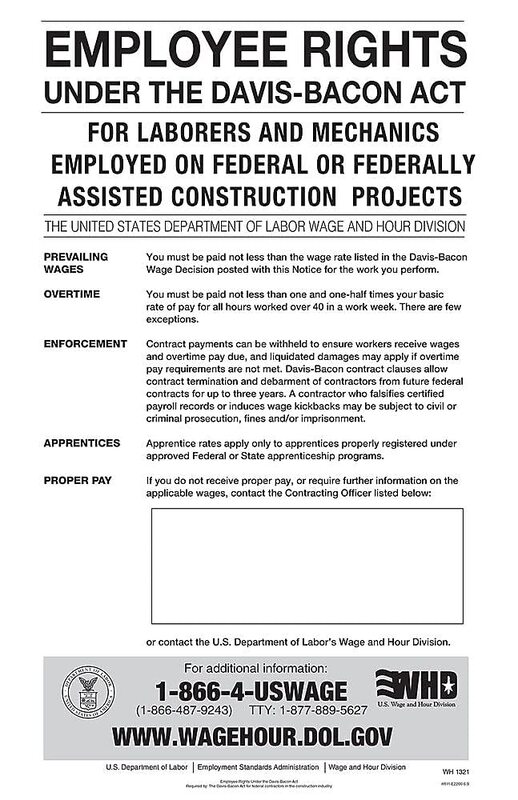 ComplyRight Davis-Bacon Act Poster, English, 11 x 17 in (E2200)