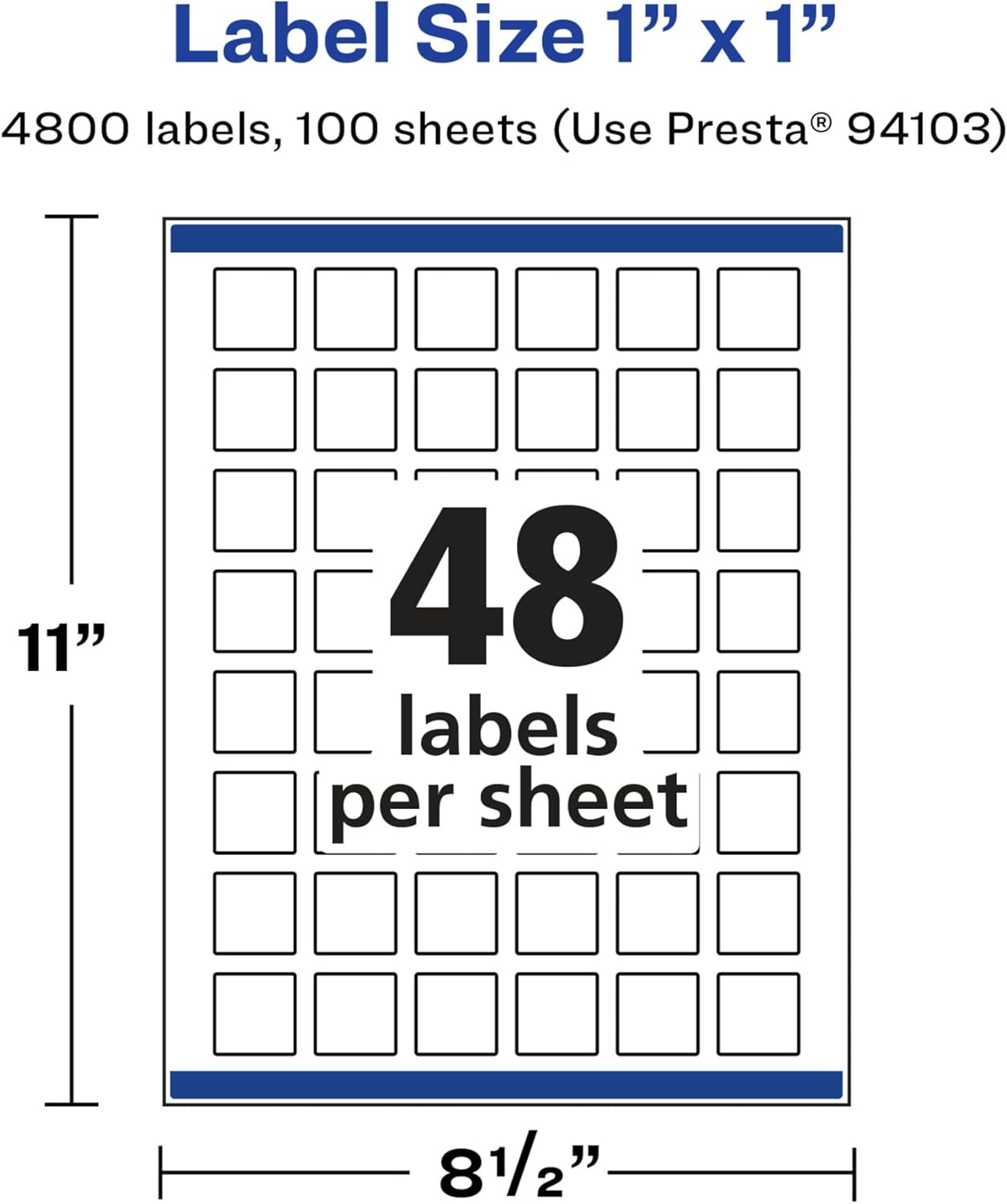 AVERY Glossy White Square Labels, Sure Feed Technology, 1" x 1", Print-to-The-Edge, Permanent Adhesive