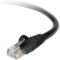 Belkin 7ft Copper Cat5e Cable - 24 AWG Wires - Black - RJ-45 Male Network - RJ-45 Male Network - 7ft - Black