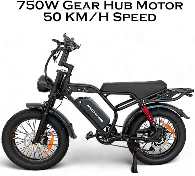 WINDHORSE V8 PRO Electric Bike – 750W Gear Hub Motor, 48V 16.6AH Battery, 50KM/H Speed, 45KM Range, 20" Fat Tires, Dual Suspension, Shimano 7-Speed, Carbon Alloy Frame, Dual Disc Brakes WINDHORSE V8 PRO Electric Bike – 750W Gear Hub Motor, 48V 16.6AH Battery, 50KM/H Speed, 45KM Range, 20" Fat Tires, Dual Suspension, Shimano 7-Speed, Carbon Alloy Frame, Dual Disc Brakes