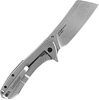 Kershaw Bracket Pocketknife, 3.4" 8Cr13MoV Stainless Steel Cleaver Blade, Assisted One-Handed Flipper Opening, Folding EDC, Frame Lock